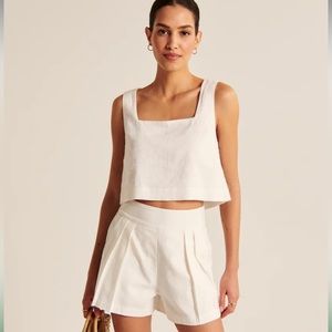 NWOT Abercrombie & Fitch Ultra High Rise Linen-Blend Pull-On Short White XS